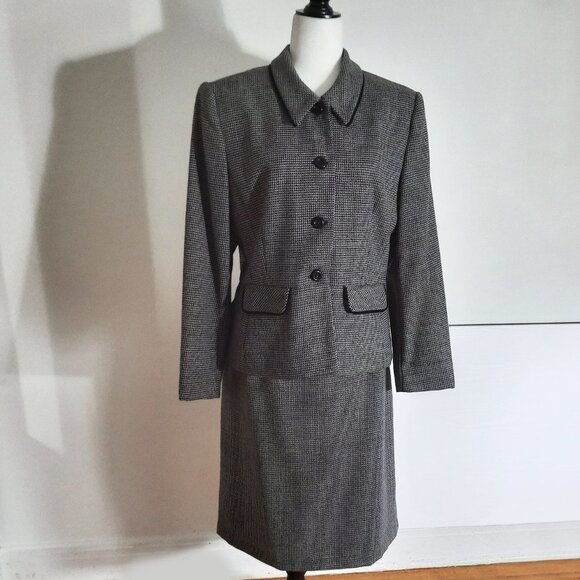 Vintage Black White Houndstooth Skirt Suit CONRAD C, Made in Canada, - Picture 1 of 9